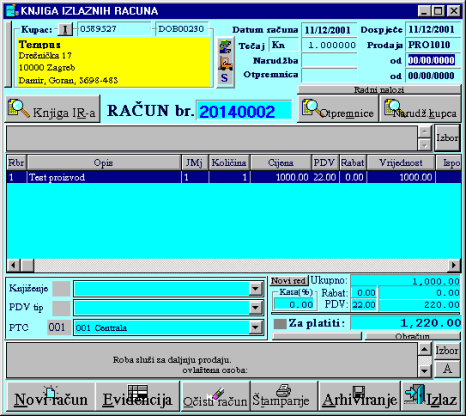 pisanje izlaznih računa
